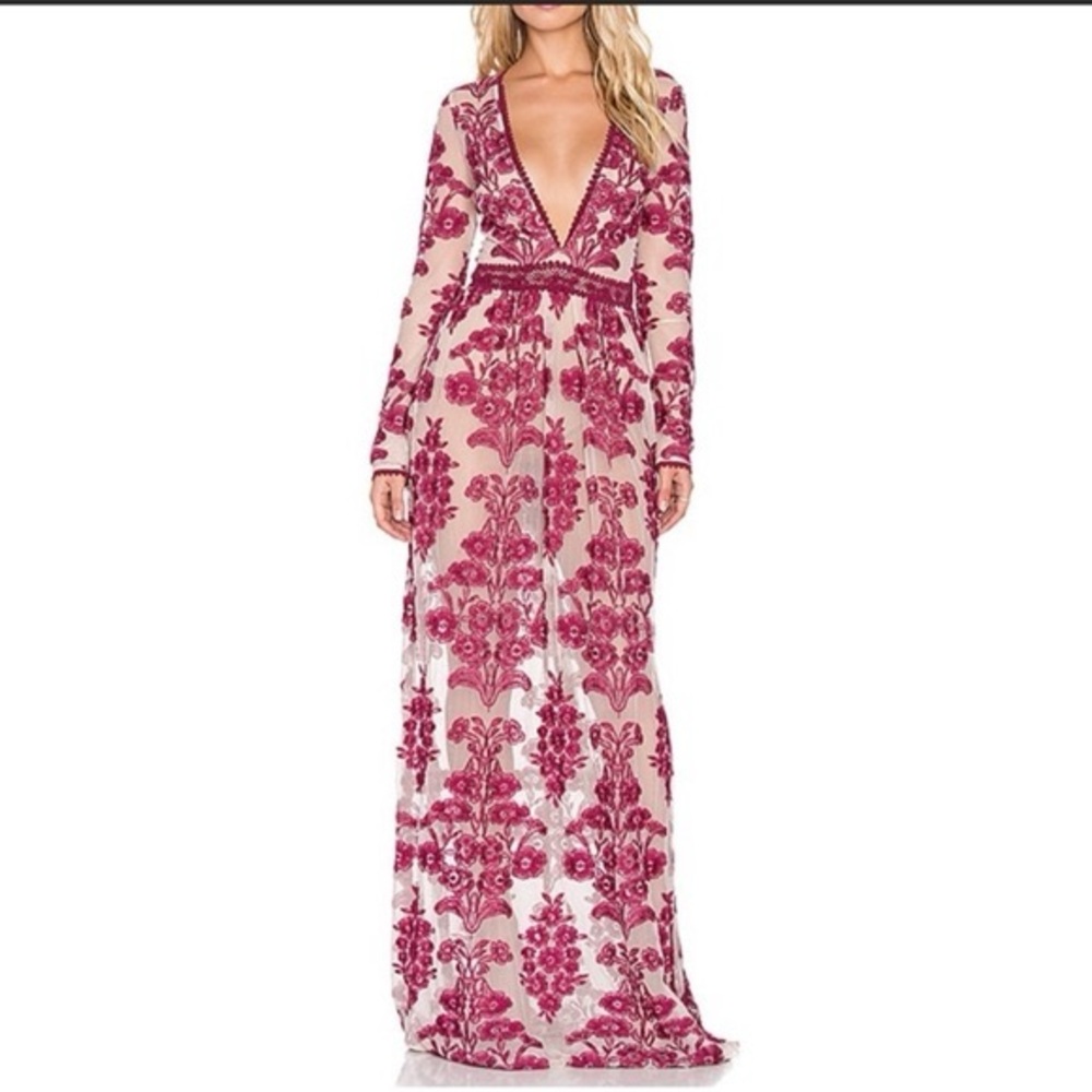 For Love & Lemons Red Temecula Maxi Dress Size Small